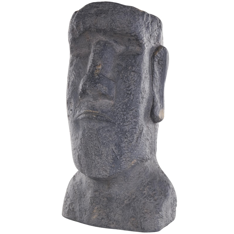 Magnesium Oxide People Distressed Textured Easter Island Head Indoor Outdoor Planter - Black - Roche River Decor - Black