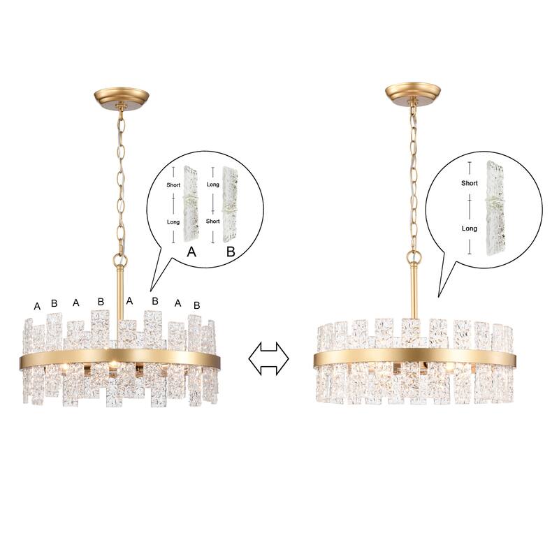 Casandra 6-light Drum Glass Strip Chandelier