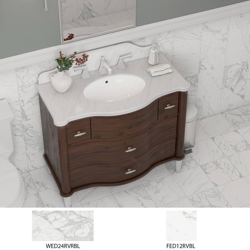 Merola Tile Reve Roseliere Deco Blanc 11-3/4" x 23-1/2" Porcelain Wall Tile