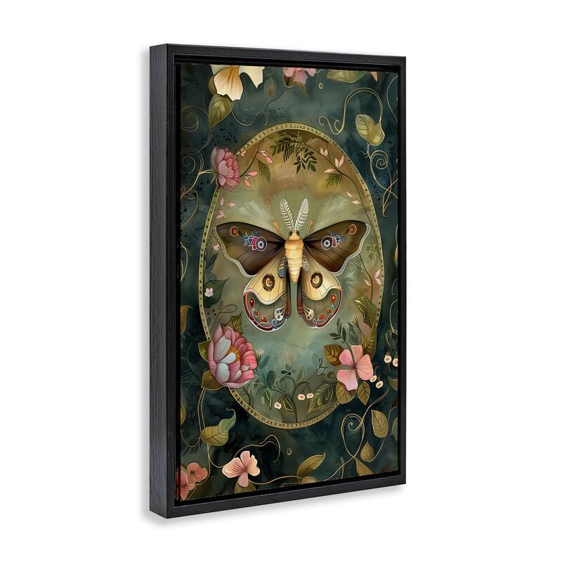 Stupell Ornate Victorian Moth Framed Floater Canvas Wall Art Design By The Dutch Lady