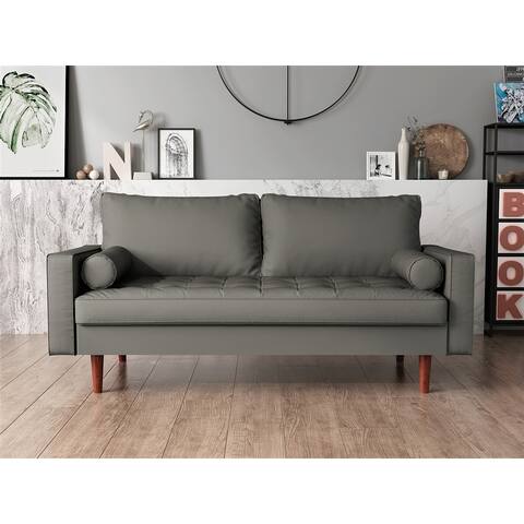 US Pride Matton Faux Leather Mid-century Modern Sofa