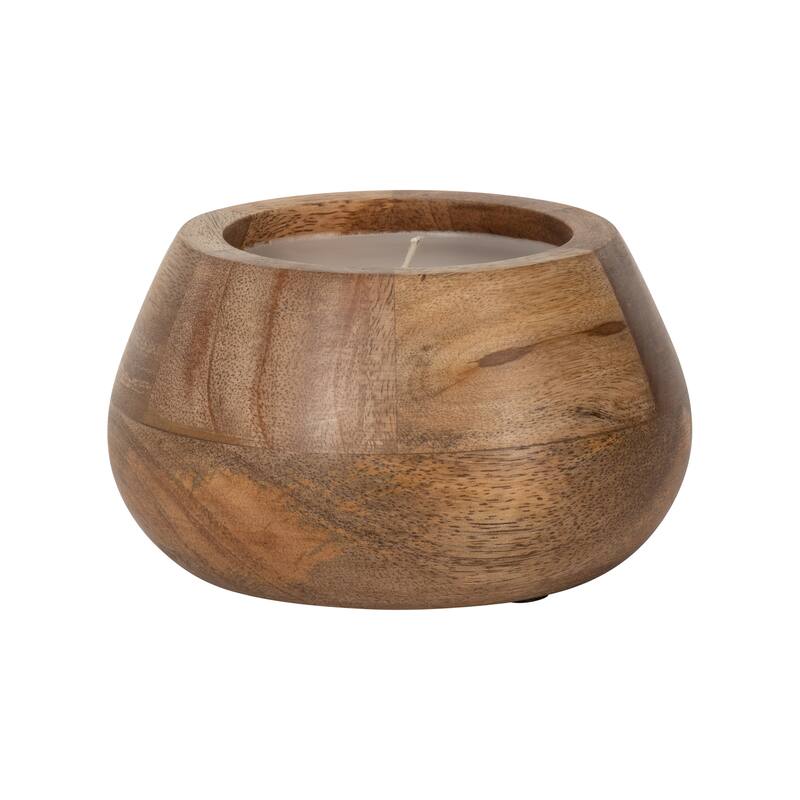 Sagebrook Home Vanilla Modern Wood Bowl Candle, Natural, Round, 3"H, Wood