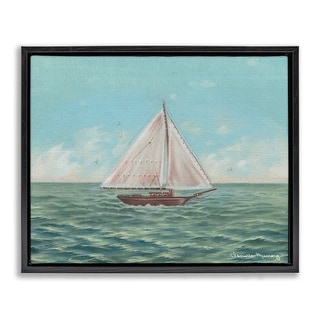 Stupell Green Toned Classic Sailboat Framed Floater Canvas Wall Art ...