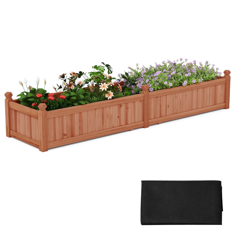 Wood Raised Garden Bed Planting Bed Divisible Planter Box - Brown