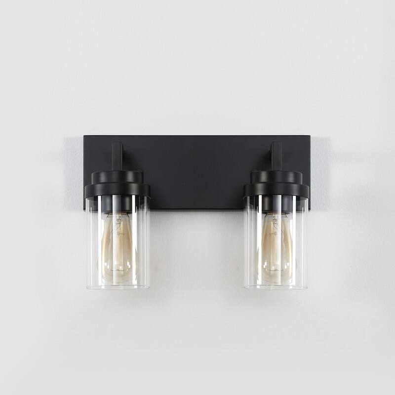 KAWOTI 2-Light Dimmable Bathroom Vanity Light with Clear Glass Shade