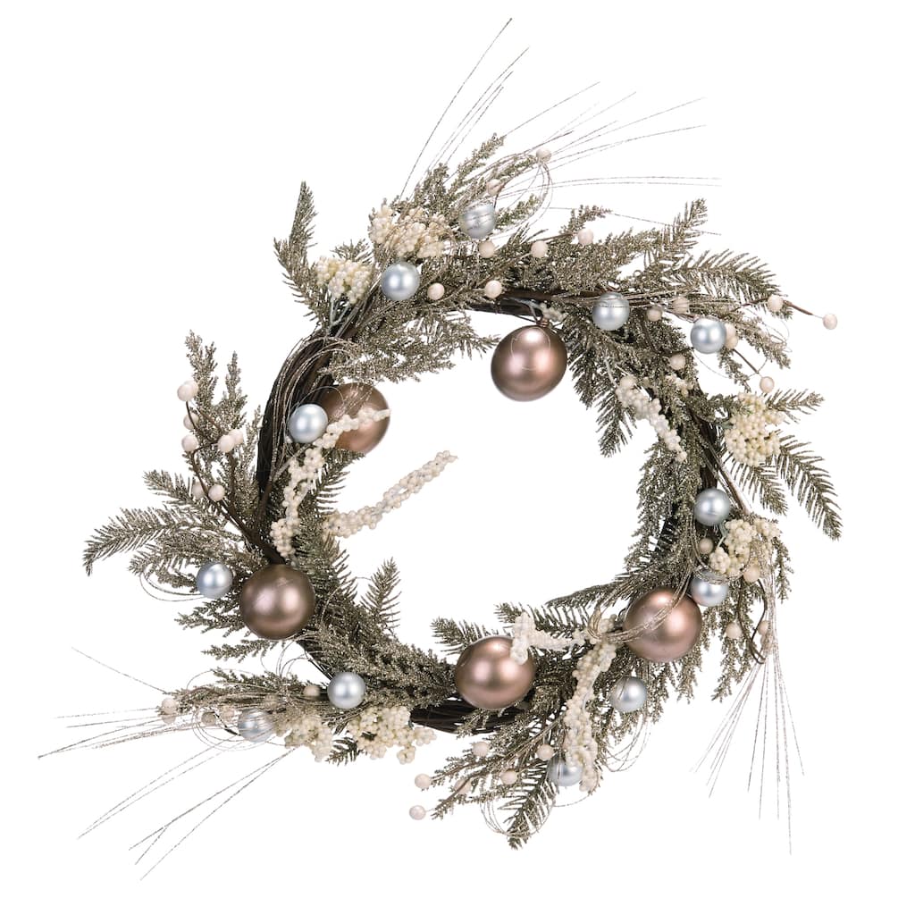 Transpac Foam 22 in. Multicolor Christmas Holiday Metallic Wreath
