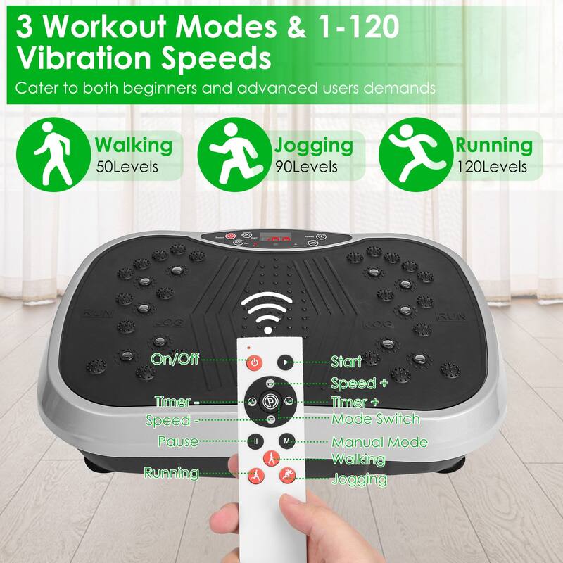 Vibration Exercise Platform With Remote Weight Loss Fat Burner - 18.11 x 11.81 x 5.11in