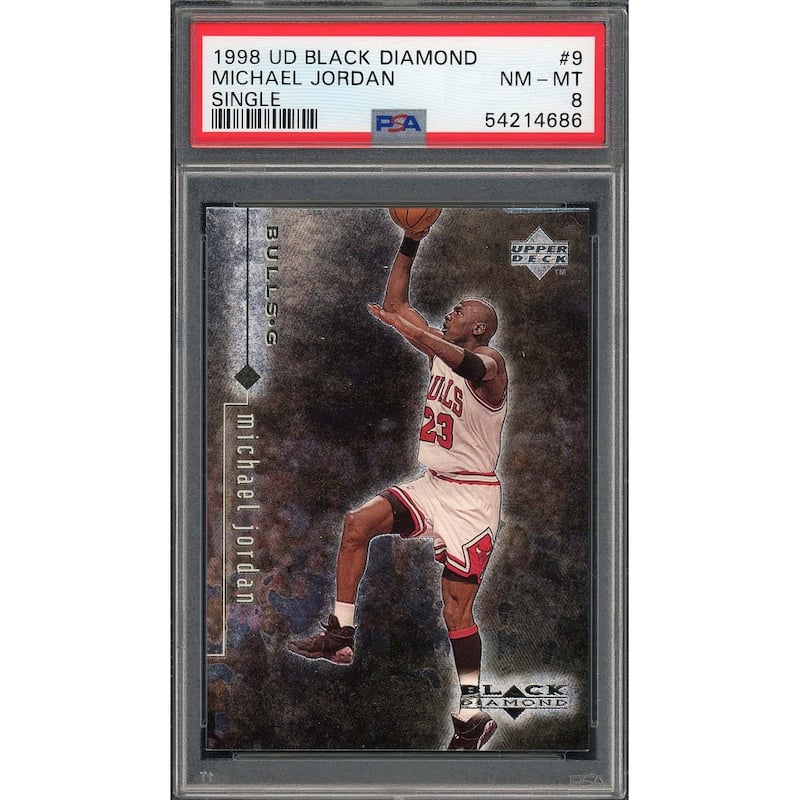 Michael Jordan 1998 Upper Deck Black Diamond Basketball Card #9 Graded PSA 8 - 8'6" x 11'6"