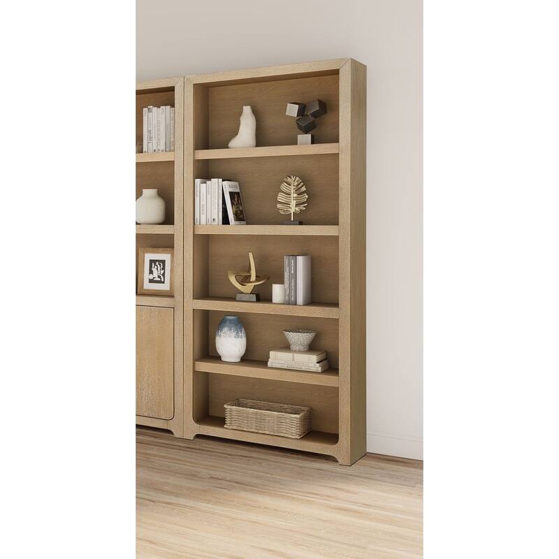 Modern Wood Open Bookcase, Office Shelving, Storage Cabinet, Fully Assembled, Light Brown - Light Brown