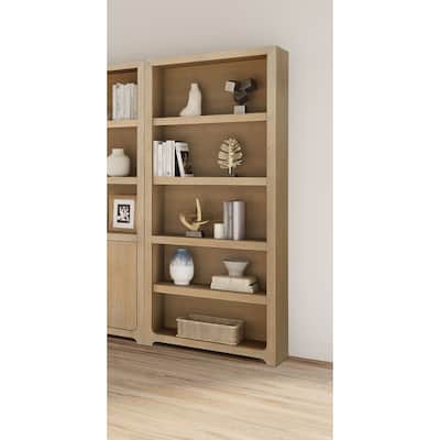 Modern Wood Open Bookcase, Office Shelving, Storage Cabinet, Fully Assembled, Light Brown - Light Brown