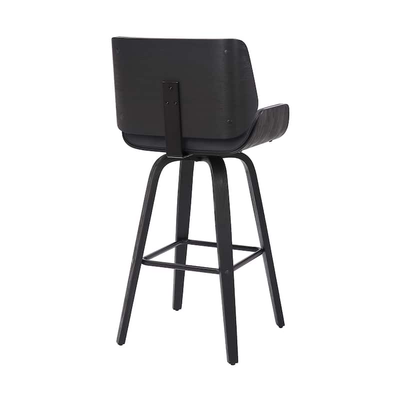 Tyler Mid-Century Swivel Bar Stool, Upholstered Counter Height Chair with Bentwood Legs