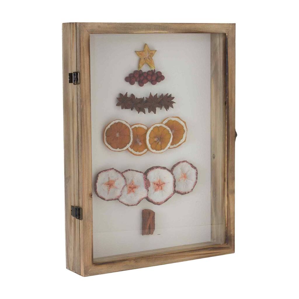 16" Dried Fruit Christmas Tree Shadow Box