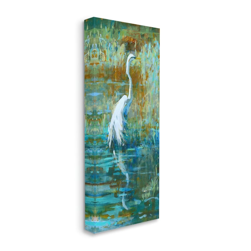 Stupell Egret Bird Swimming Pond Nature Canvas Wall Art by Kathleen Broaderick