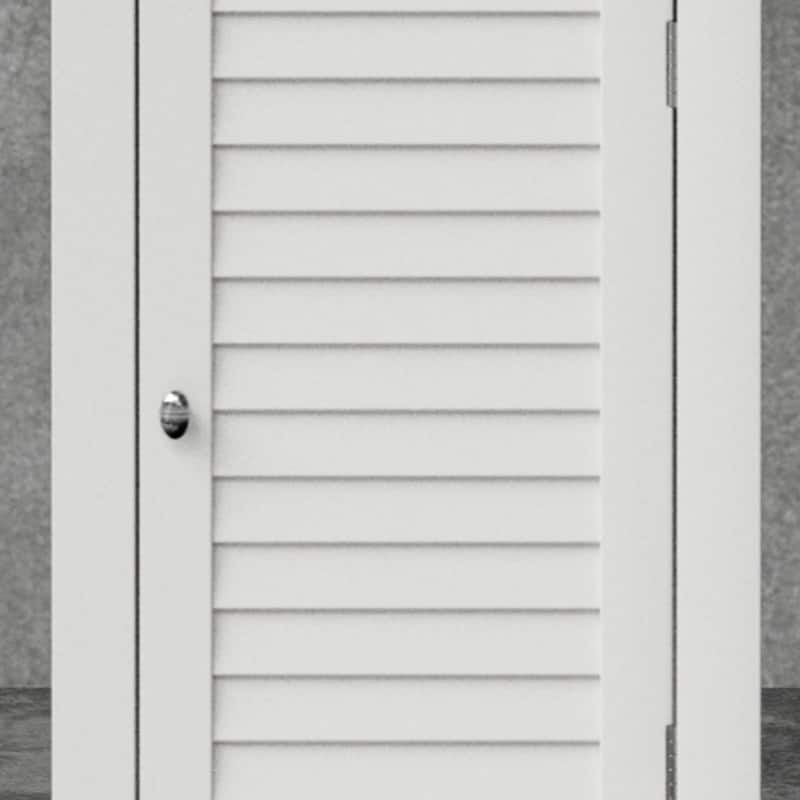 Teamson Home 62.99 in. H White Bathroom Linen Tower Cabinet with 2 Shutter Doors, Freestanding Storage Organizer