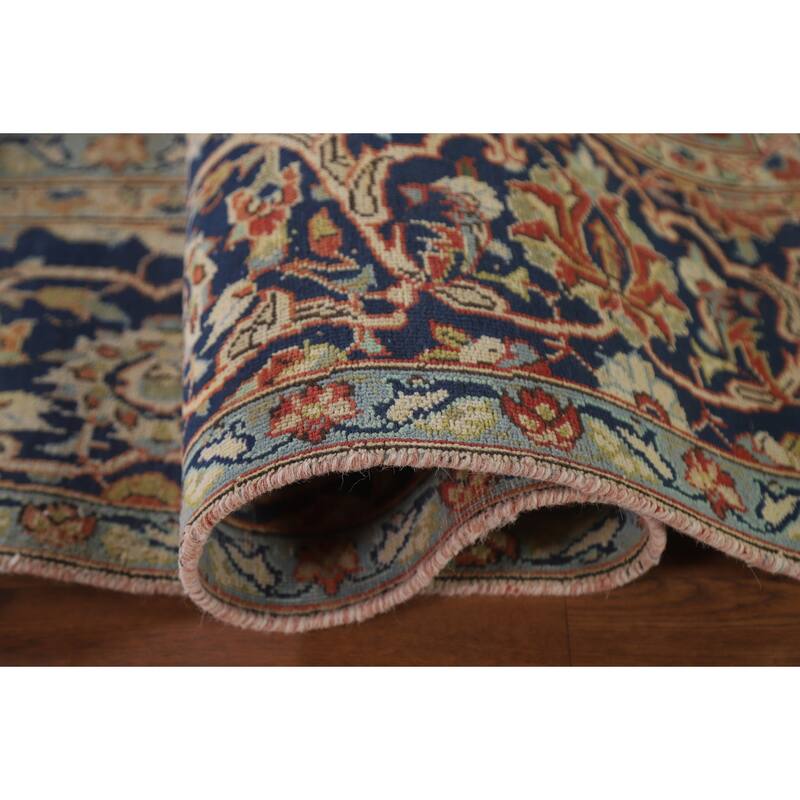 Hand Knotted Oriental 100% Wool Carpet Traditional Floral Coral Mashad Area Rug - 11' 5'' X 7' 8''