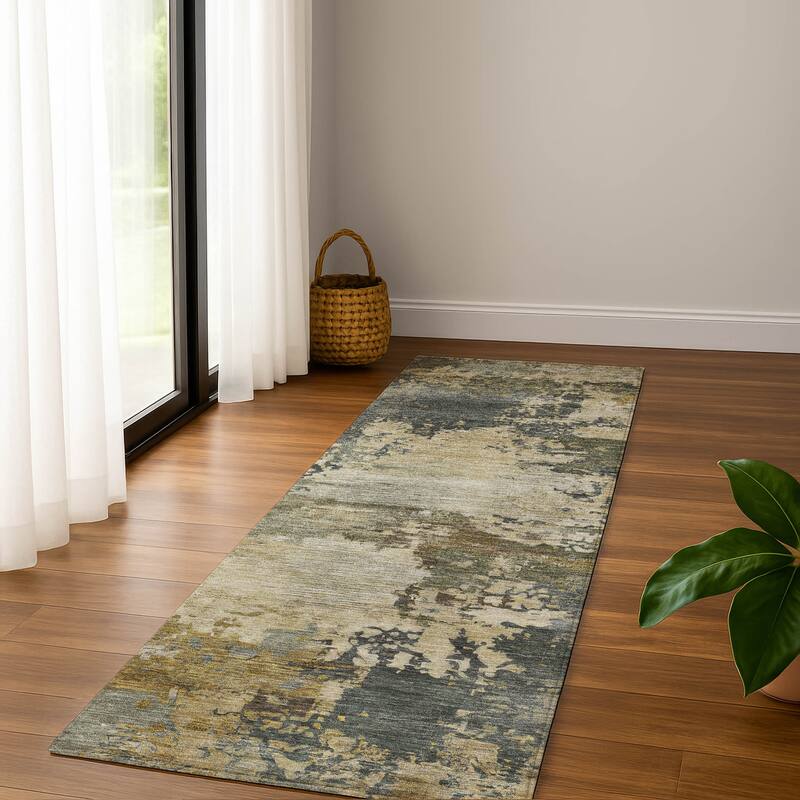 Premium Washable Super Soft Abstract Contemporary Mayfield Rug - Gray - 2'3" x 7'6"