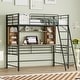preview thumbnail 5 of 8, Twin Size Metal Loft Bed with Desk Desk and Shelf, Black