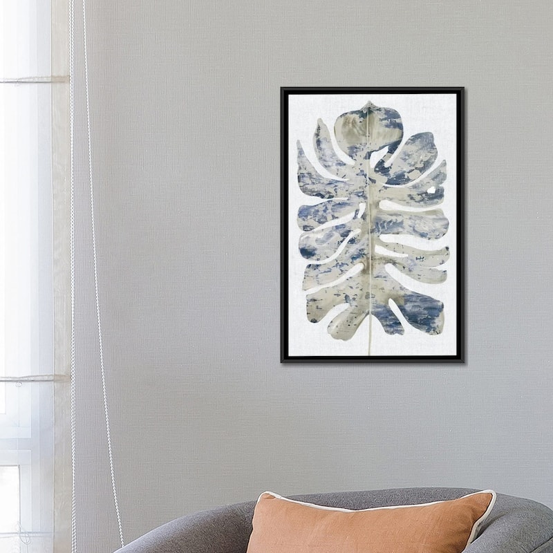 iCanvas "Large Indigo Leaf I" by Eva Watts Framed