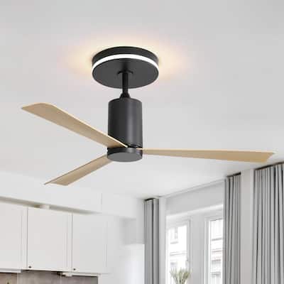 52'' Flush Mount Ceiling Fan with Uplight & Remote Control Indoor Outdoor Reversible