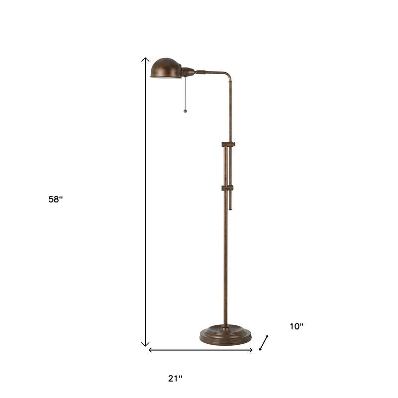 HomeRoots 58" Rust Metal Adjustable Swing Arm Floor Lamp With Rust Metal Dome Shade - 21