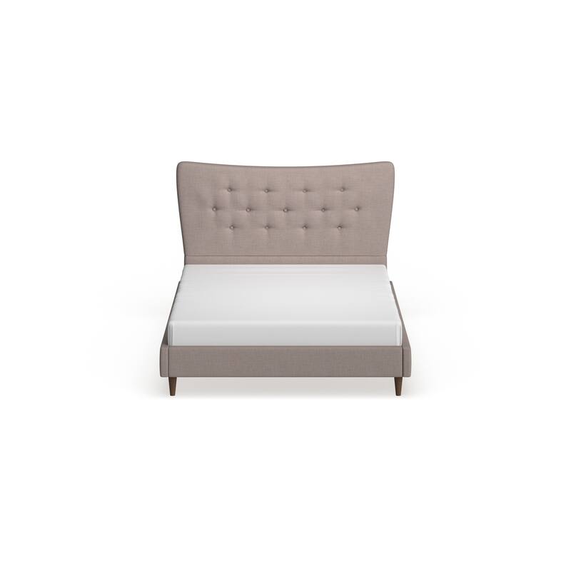 Baxton Studio Hermia Mid-century Modern Beige Linen Platform Bed