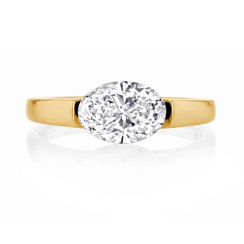 Auriya 14K Gold Suspense Oval Lab Grown Diamond Engagement Ring 1.00 - 5.00ct. tw. (F-G, VS) - White - 3.00 carats - 8 - Yellow