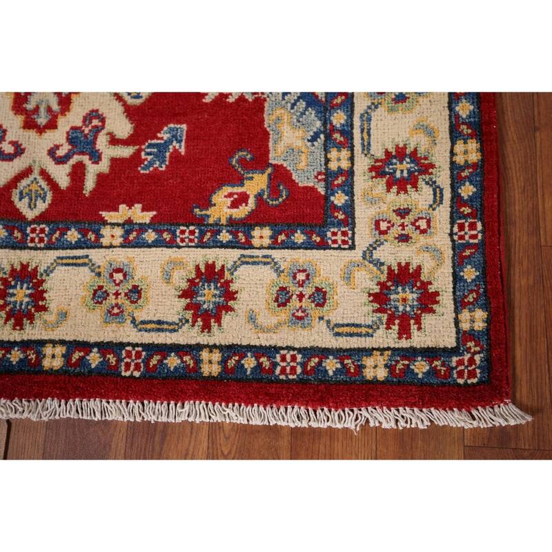 Geometric Kazak Foyer Rug Handmade Oriental Wool Carpet - 3'3" x 5'2"