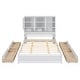 preview thumbnail 10 of 8, Queen Size Platform Bed with Storage Headboard, 4-Drawers, and Built-in Shelves, Sturdy Pine Wood Kids Bed Frame, White