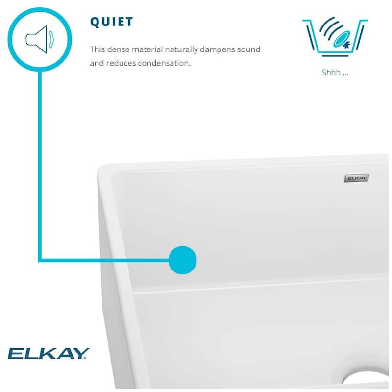 Elkay 33" Farmhouse Double Basin Fireclay Kitchen Sink