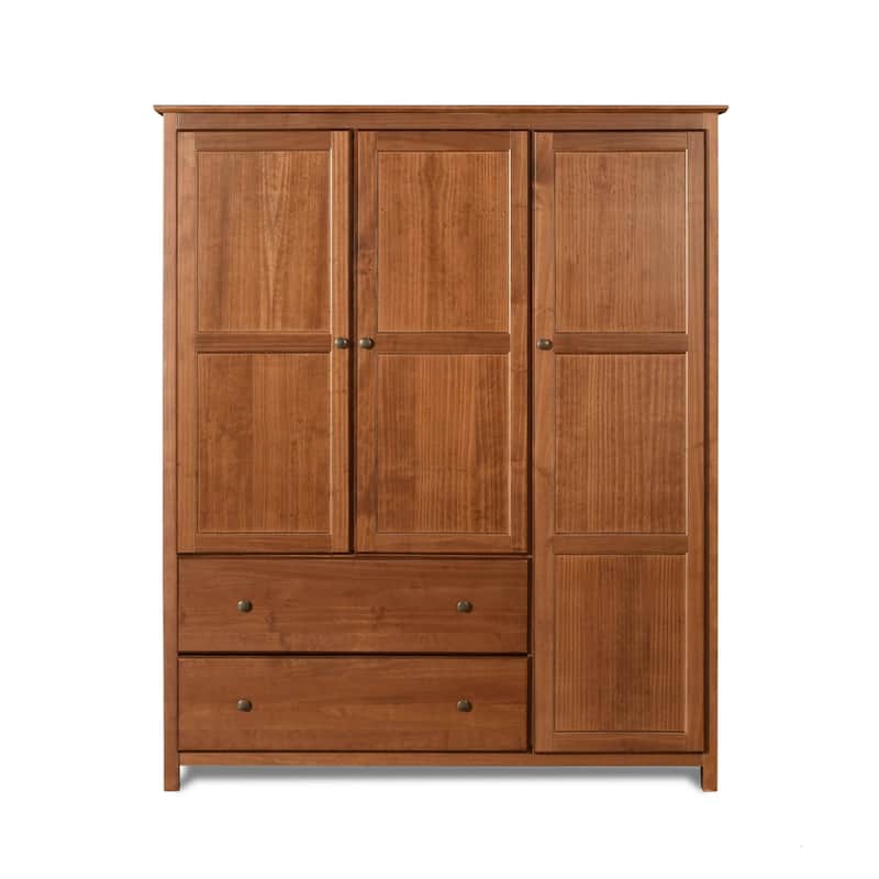 Grain Wood Furniture Shaker Wood 3-door Armoire - 60x72x22 - Walnut