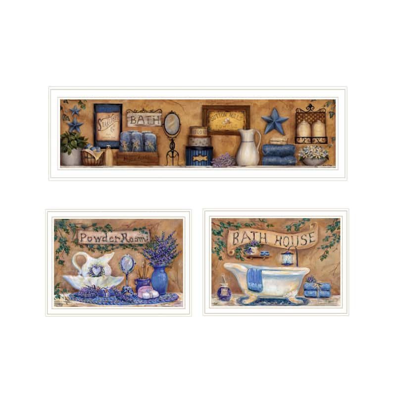 Trendy Decor 4U "Rest & Relax with a Lavender Bath" Printed Framed Wall Art by Trendy Decor Designs - White - 12.25 x 8.5