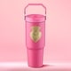 preview thumbnail 9 of 13, Juicy Couture Flip Flow Hydration Stainless Steel Screw Top Tumbler with Flip Straw and Carry Handle 30oz - Hot Pink