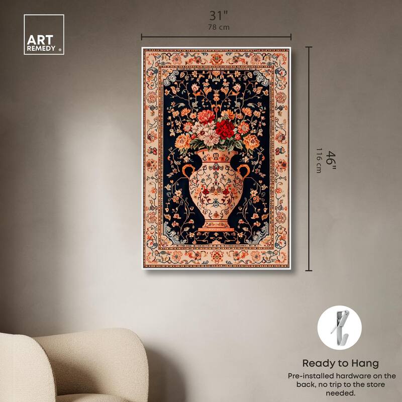 Persian Vase and Flowers Canvas by Art Remedy