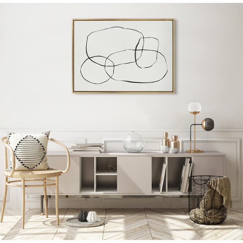 Kate and Laurel Sylvie 871 Modern Circles Framed Canvas by Teju Reval