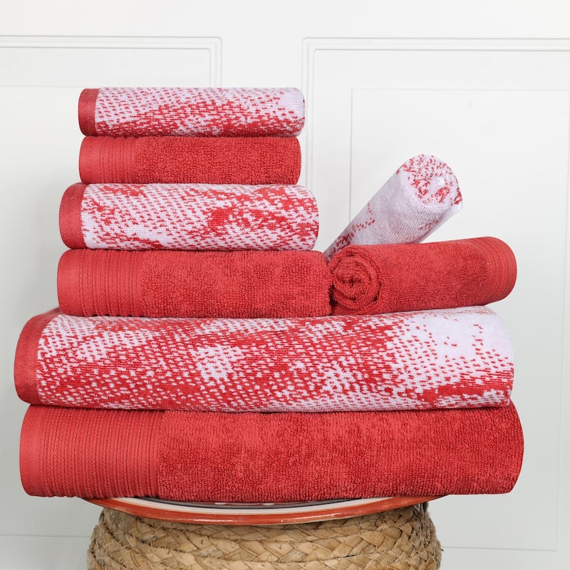 Superior Cotton Quick-Drying Solid and Marble 8 Piece Towel Set