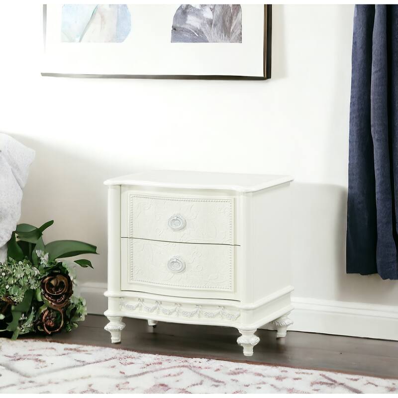 Dorothy Ivory Wood Finish Nightstand With 2 Drawers - Ivory
