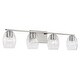 preview thumbnail 9 of 10, Lucas 4-light Bath/ Vanity Fixture w/ Wavy Embossed Glass Brushed Nickel
