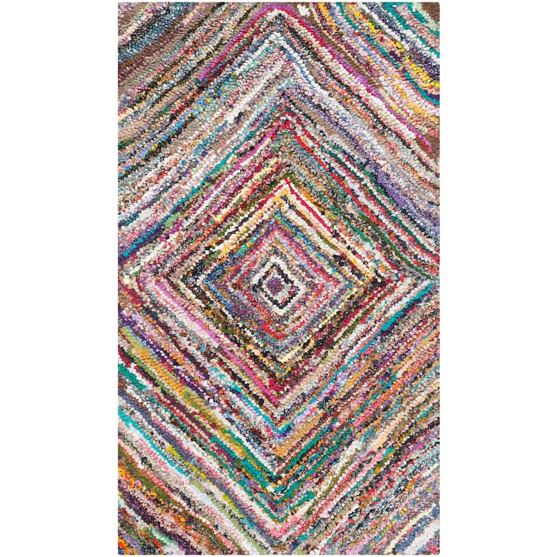SAFAVIEH Handmade Nantucket Rick Contemporary Cotton Rug - 2'3" x 4' - Multi