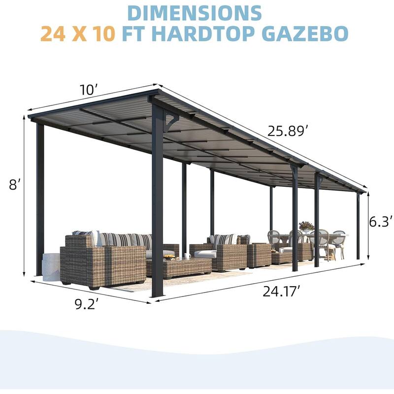 AECOJOY Wall Mounted Gazebos Pergola Gazebo Awnings for Backyard