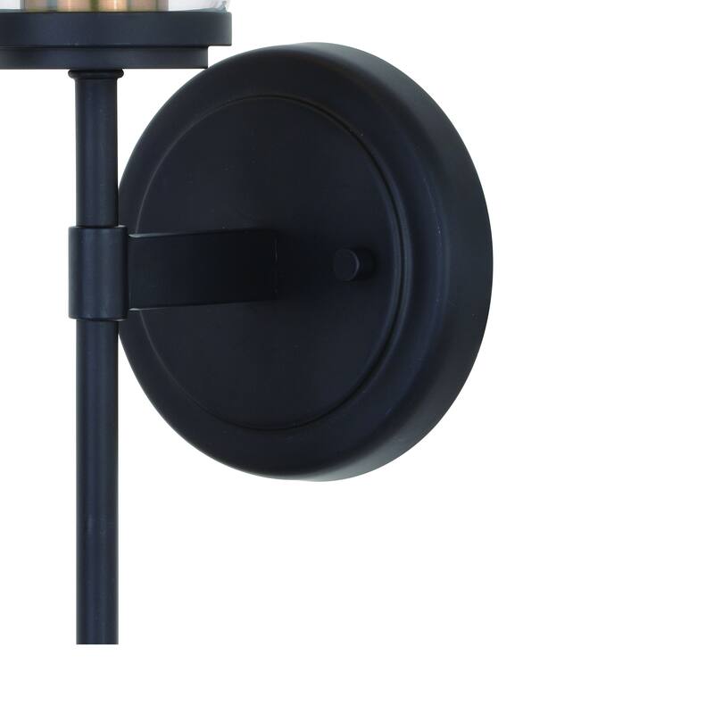 Warren Black and Brass Mid Century Modern Bathroom Vanity Wall Sconce Light Fixture Clear Glass