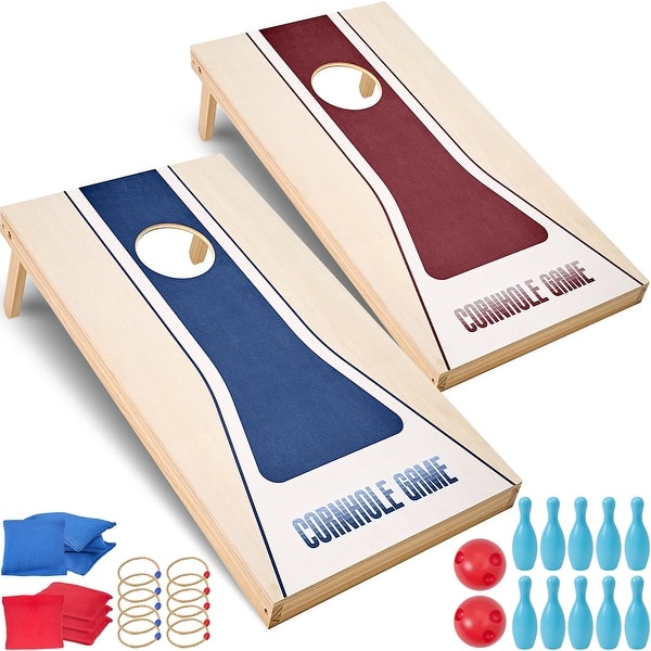 slide 2 of 3, DoCred Portable 3 in 1 Wooden Cornhole Boards Set