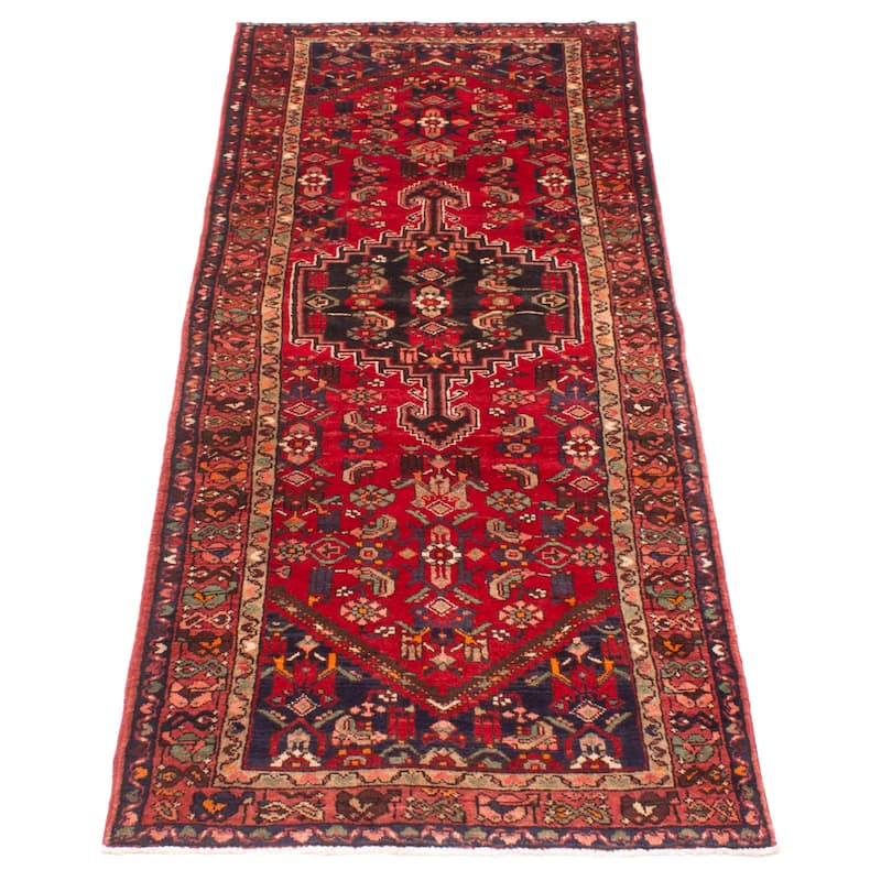 ECARPETGALLERY Hand-knotted Andelz Red Wool Rug - 3'5 x 9'6