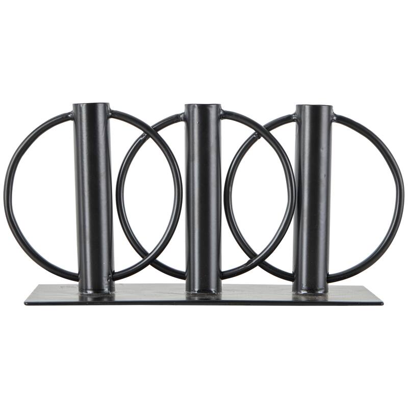 Gold or Black Metal Overlapping Circular Ring Candelabra