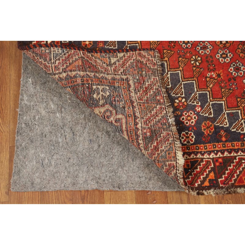 Hand Knotted Oriental 100% Wool Carpet Traditional Medallion Oranges & Rust Qashqai Area Rug - 8' 1'' X 5' 0''