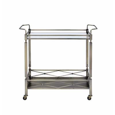 Matiesen Serving Cart, Antique Gold & Clear Glass