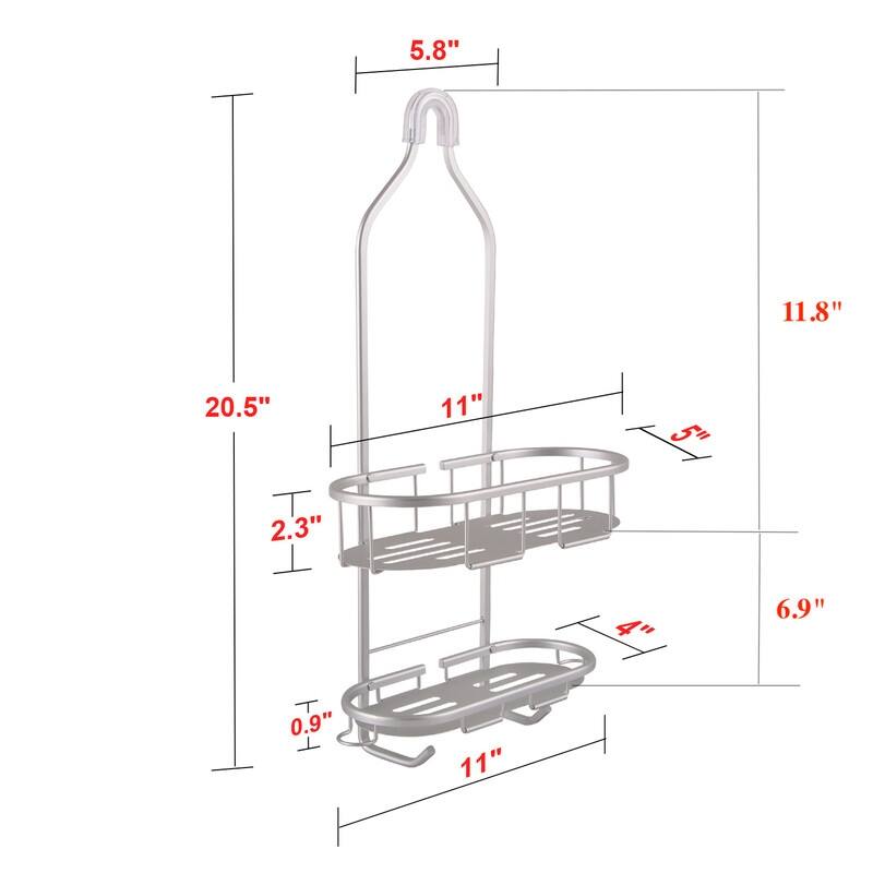 Utopia Alley Rustproof Aluminum Shower Caddy for Shower Heads - Hanging Shower Caddy Organizer, Chrome & Matte Black Finish