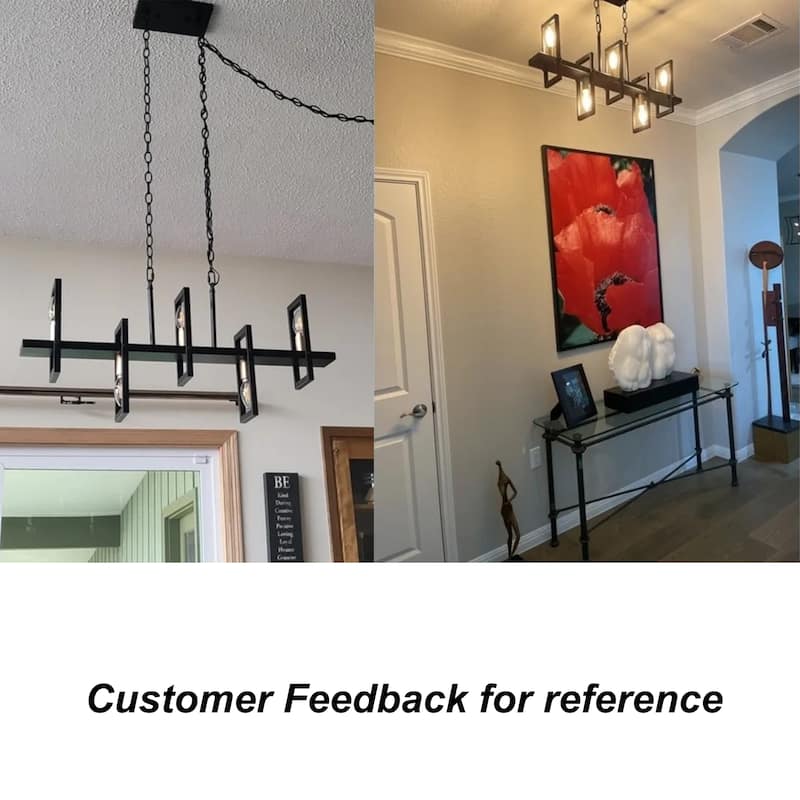 Tinka 32 Inches Modern Farmhouse Linear Black Chandelier 5-Light Geometric Kithen Island Pendant Lights Brass