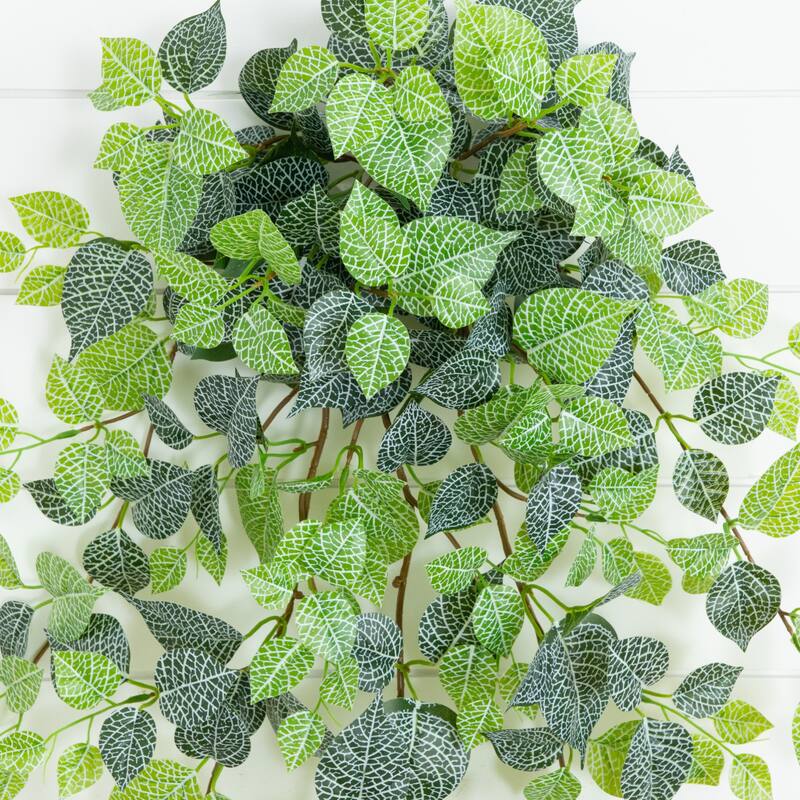 41-in UV Resistant Artificial Fittonia Hanging Plant - Set of 3