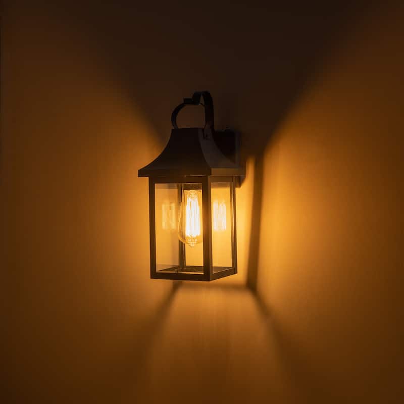 C Cattleya 1-Light Matte Black Dusk to Dawn Outdoor Wall Sconce Lantern