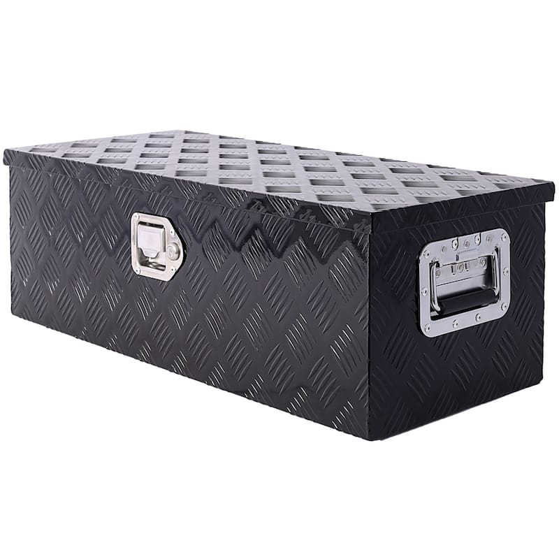 15-Gal.tool box,heavy duty truck bed tool box,outdoor trailer pickup storage tool box in Black with Lock Key - Black